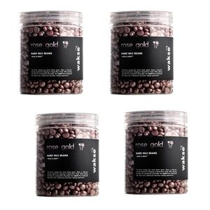 4X NEW wakse 4.8fl oz Rose Gold Hard Wax Beans for Face & Body Chocolate Scented